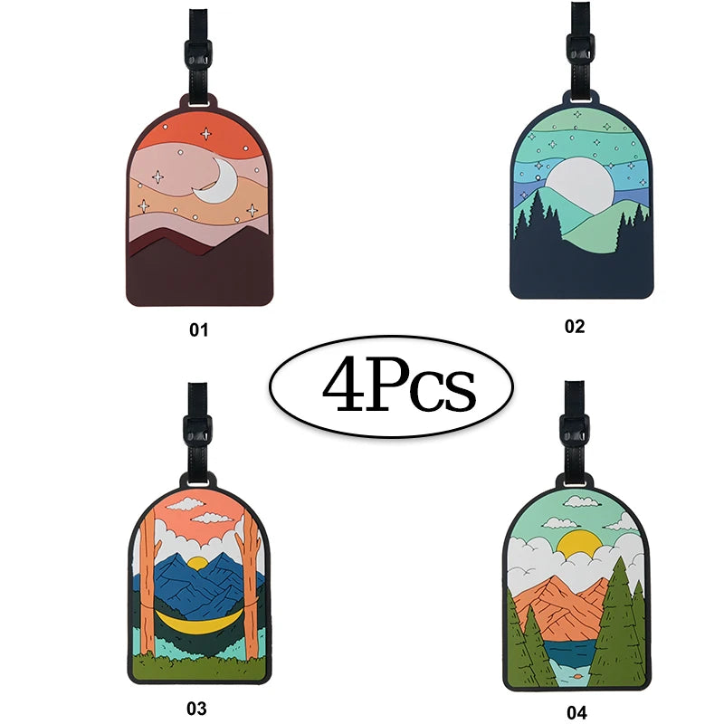Luggage Tag for Suitcases,Mountain and Tree Sunset Landscape Baggage Tags Identifiers for Travel,Privacy Protection Travel Bag