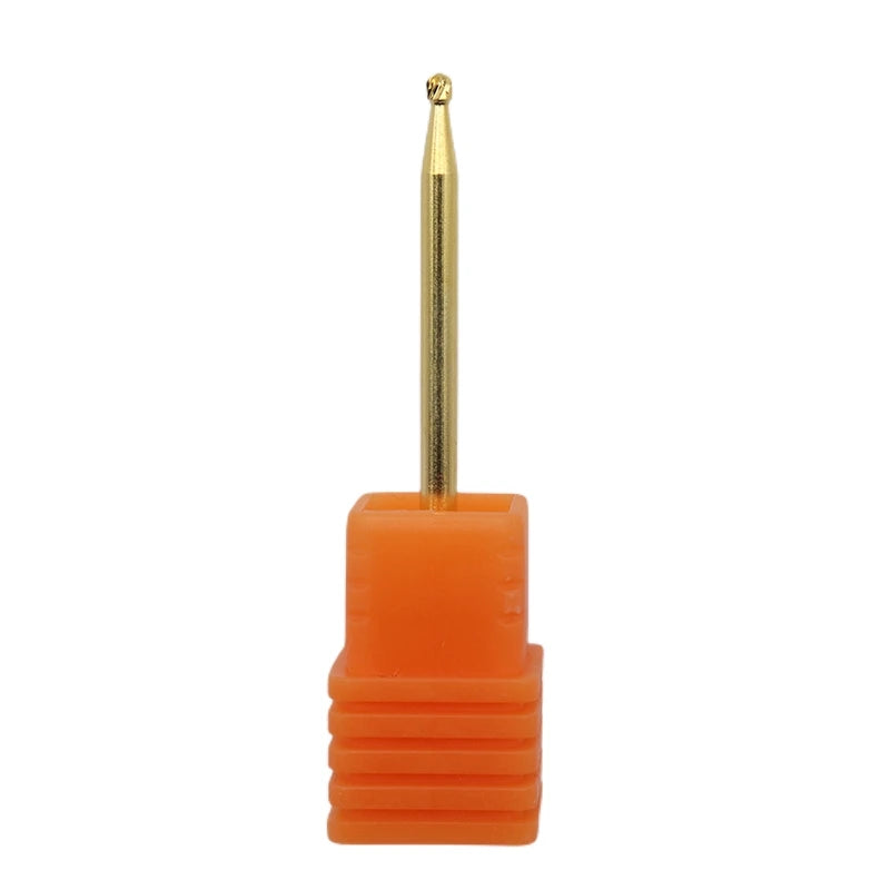 Gold Coated Ball Tungsten Carbide Nail Drill Bit, 2.35MM Shank Professional Carbide Nail Bit for Cuticle Cleaning Gel Removal Ma