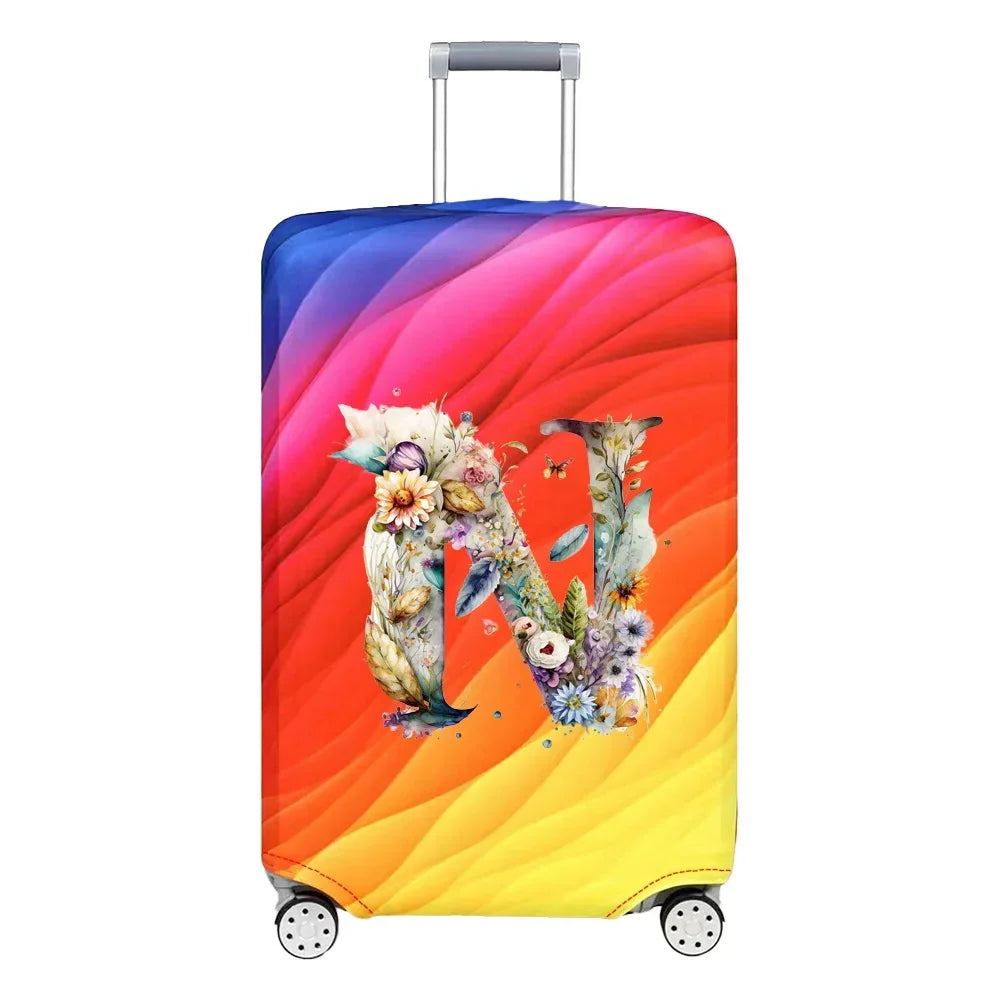 Luggage Cover Stretch Fabric Suitcase Protector Baggage Case for18-32 Inch Suitcase Case Floral Letter Series Travel Organizer