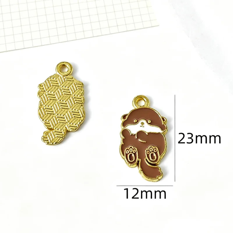 10pcs Drip Oil Alloy Small Animal Kitten, Puppy, Little Rabbit Pendant DIY Necklace Bracelet Earrings Phone Chain Pendant