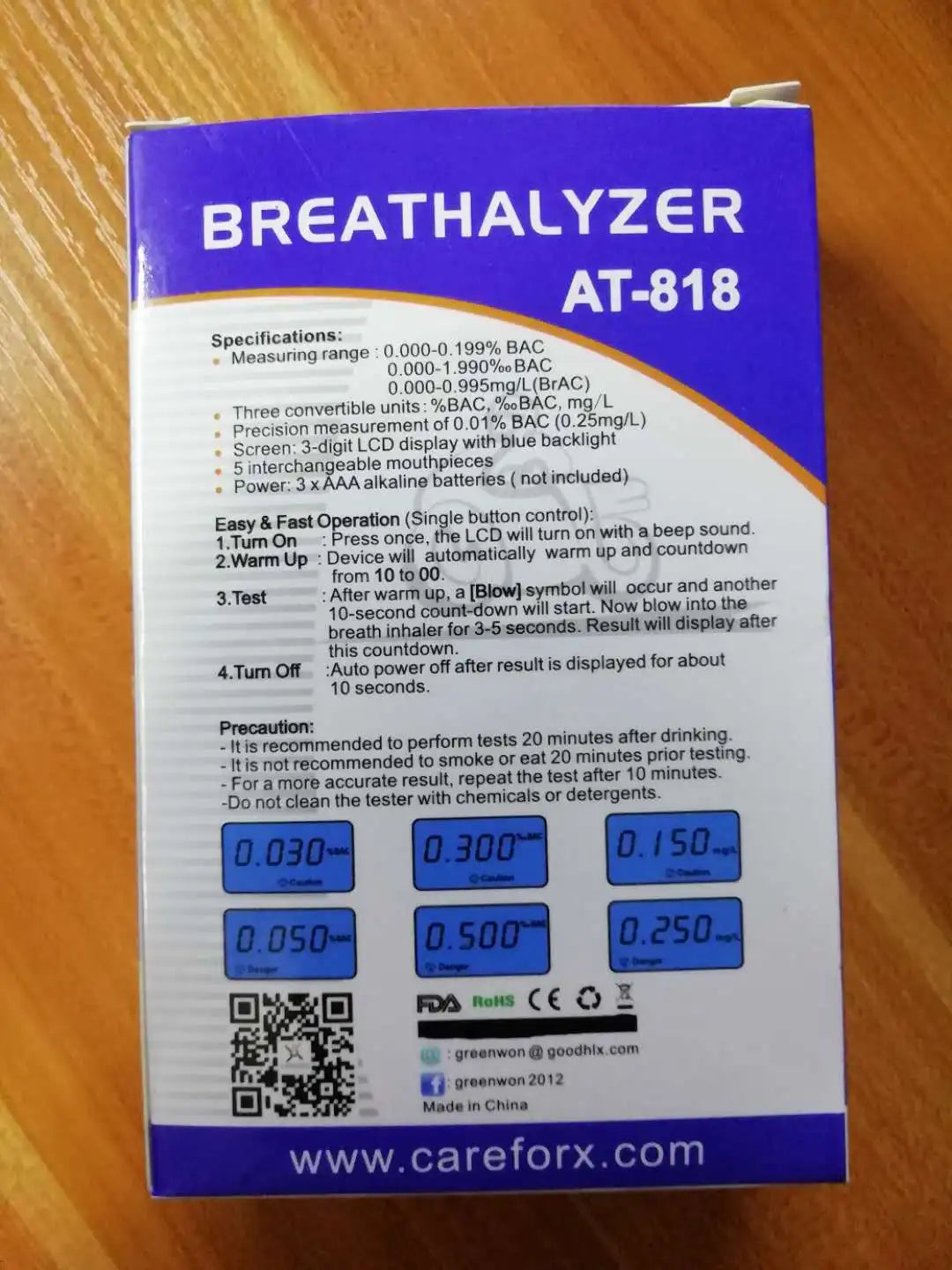 AT-818P Hot selling Professional Police Digital Breath Alcohol Tester Breathalyzer  Free shipping
