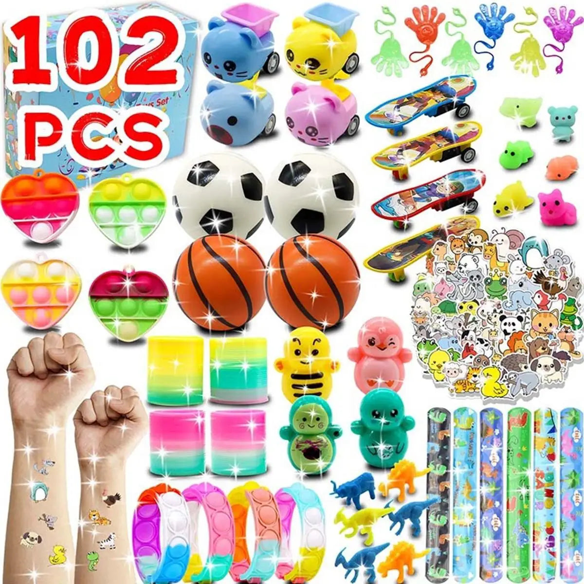 Boxed 206 Pcs Party Favors Set for Birthday Wedding Children's Day Carnival Celebration Christmas Party Favors Classroom Prizes