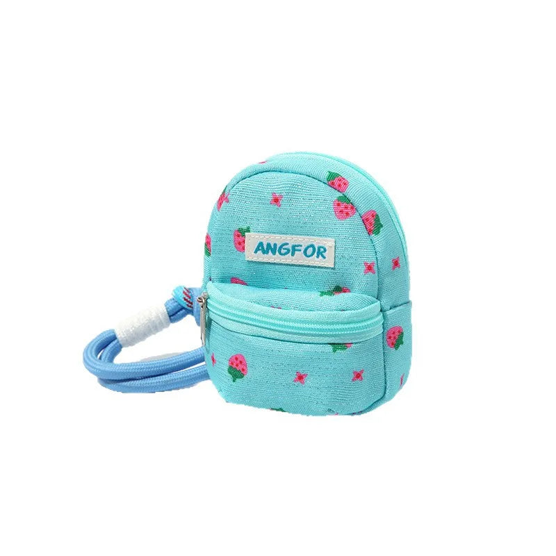 ANGFOR Strawberry Print Japanese Korean Style Mini Crossbody Bag Canvas Women Phone Coin Purse Casual Cute Portable Small Bag