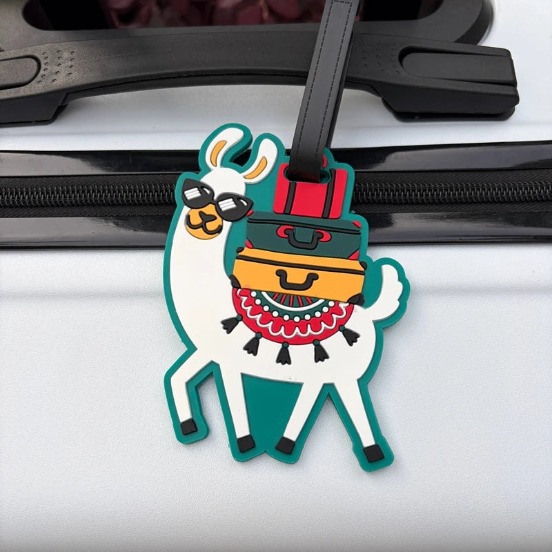 1/2Pcs Animal Luggage Tag Alpaca Airport Checked Baggage Anti-Loss Identifier Tag Hanging Luggage Tag for Couples Travel Essentials