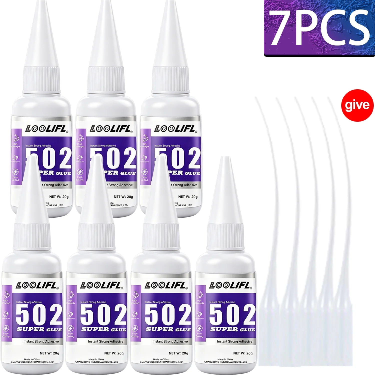 1/2/3/5/7pcs LOOLIFL 502 Super Glue Quick Dry Instant Strong Bond Adhesive For Home Office Industrial Repair Materials Tool 20G