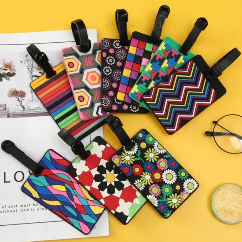 Geometric Soft Silicone Luggage Tags Suitcase ID Name Holder Travel Accessories