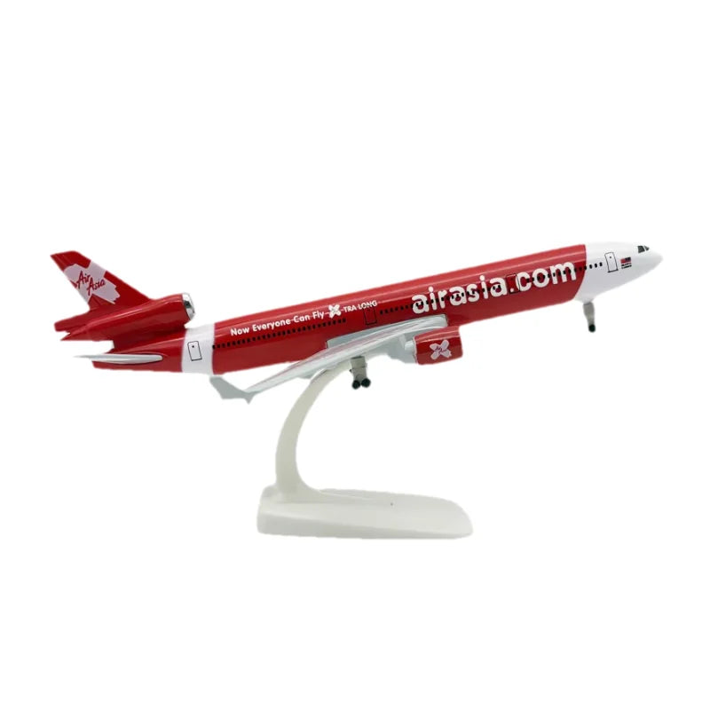 20cm Diecast Alloy Plane Airasia Cargo MD-11 Aircraft Model Replica Miniature Airplane With Wheels Souvenir Toy Gift For Display