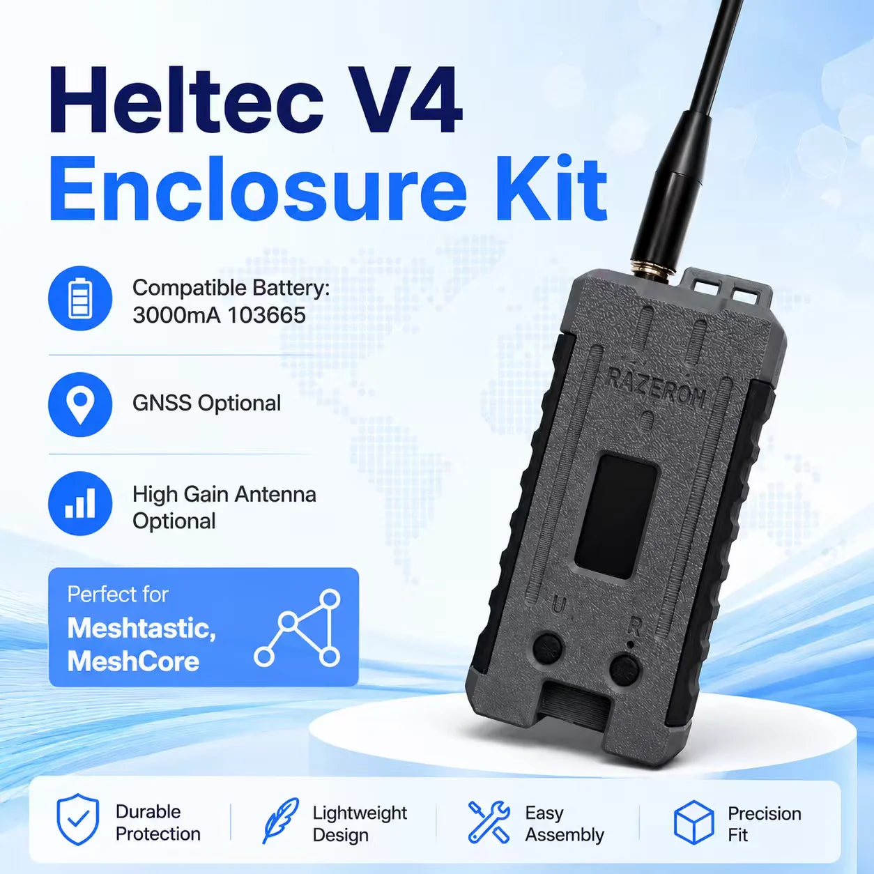 Meshtastic MeshCore Node Heltec V4 V4.3 Enclosure Case LoRa 28dBm WiFi BLE GPS IoT Kit
