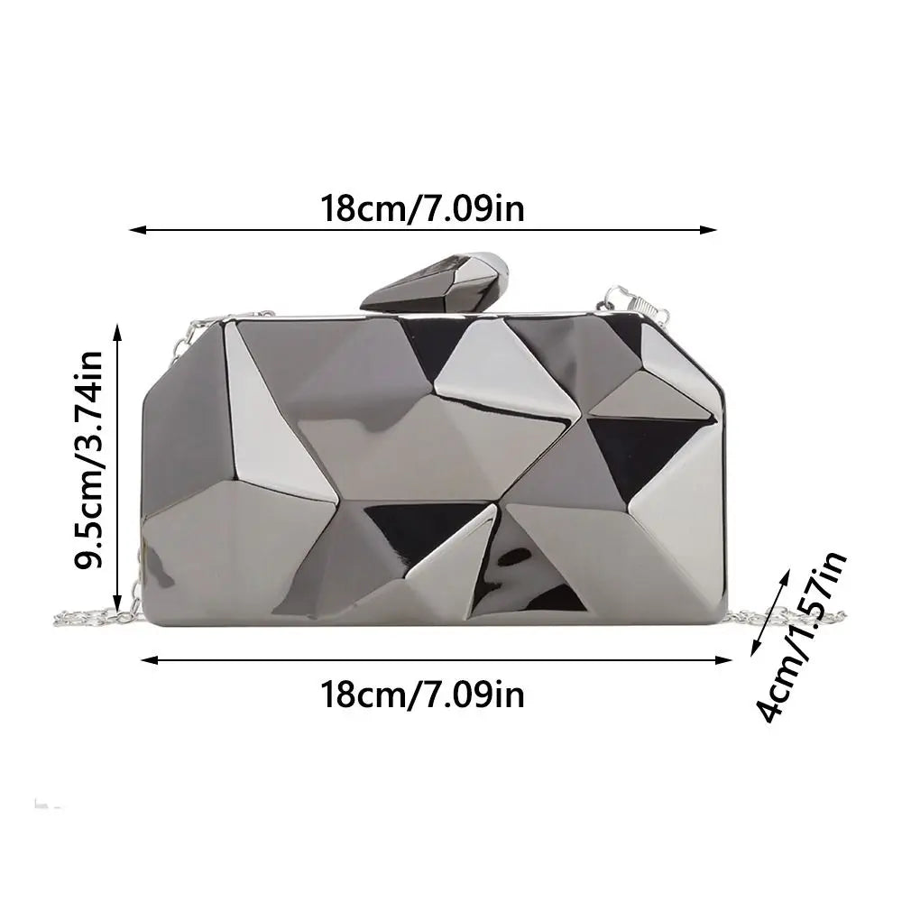 Fashion Geometric Women's Handbag Gold Box Shiny Acrylic Evening Bag Mini Female Purse for Party