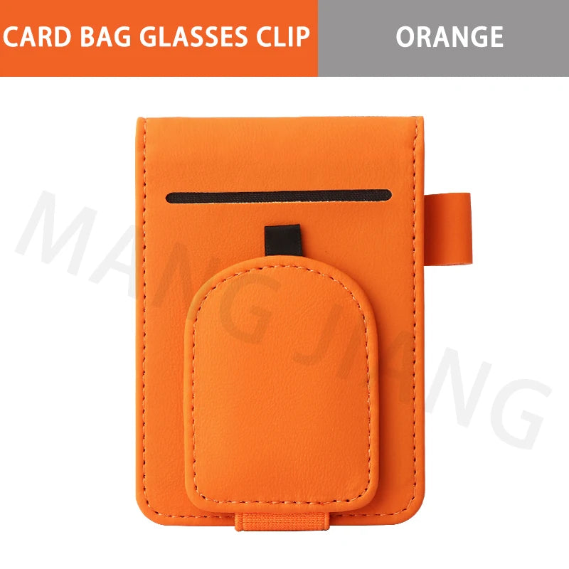 Car Sun Visor Organizer For Car Universal Eyeglasses Holder Card Storage Bag Pockets Clip Leather Interior Auto Accessories