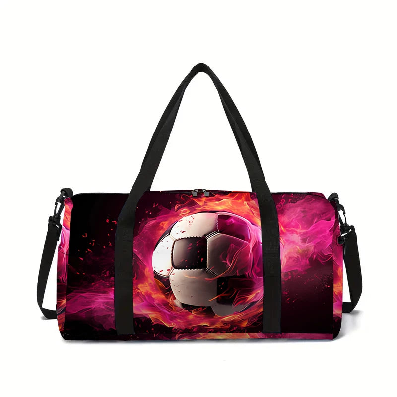 Jumping Football Large Capacity Luggage Bag  For Boy And Girls Best Gifts 2D Flat Cartoon Travel Duffels Hand Bag For Children