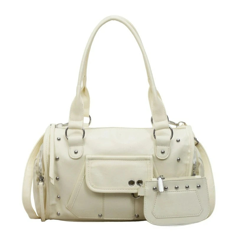 Fashionable Large-capacity Rivet Motorcycle Bag, New Women's Versatile Handbag, High-end Commuting Crossbody Bag, for Daily Use