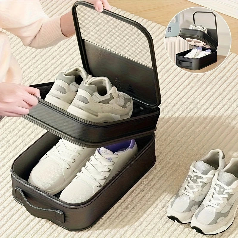 Travel Shoe Bags for Packing in Suitcase Shoe Travel Bag Organizer with Handle Multi-Layer Compartments Holds 3 Pairs of Shoes