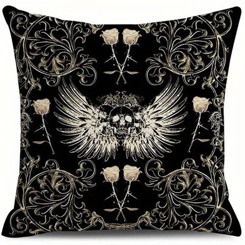 Gothic Patterns: Raven, Skulls Double-sided Printed pillow cover Short plush Suitable living rooms bedrooms throw cushion cover