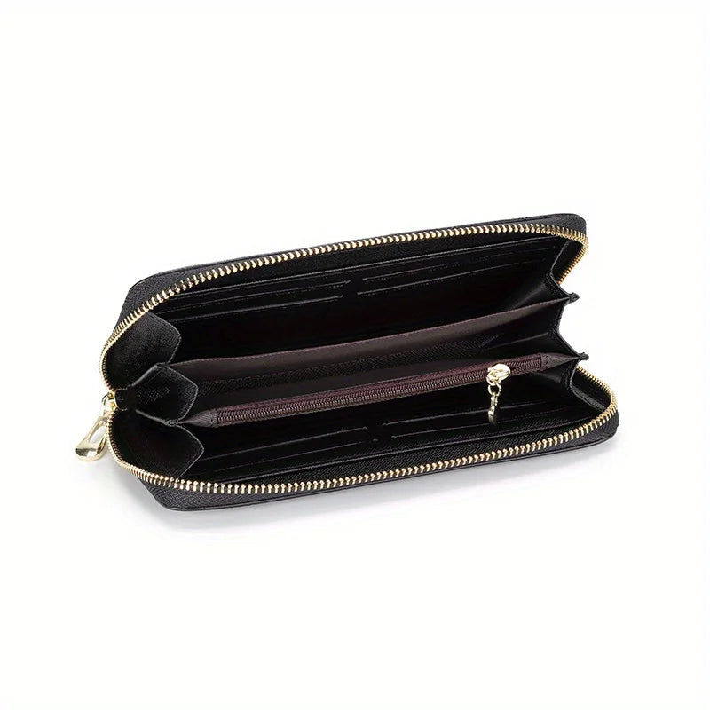 2025 Women's Genuine Leather Long Wallet - Large Capacity Zipper, Embossed Fashion Pattern, Double as Female Phone Bag