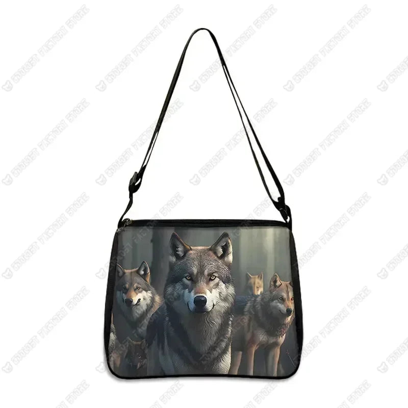 Howling Wolf Under The Moonlight Handbags Baby Wolf Messenger Bag Cool Howling Wolf Shoulder Bag Crossbody Bag Phone Holder