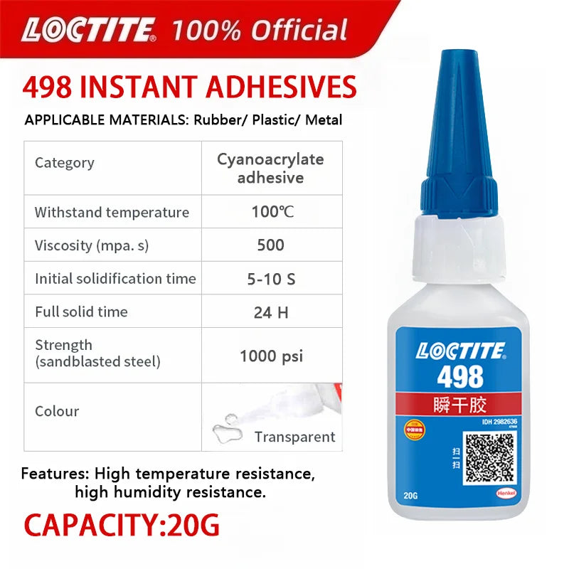 100% Original Loctite 401 403 406 480 460 415 435 454 495 498 Instant Adhesive 20g Strong Super Glue Cyanoacrylate Glue
