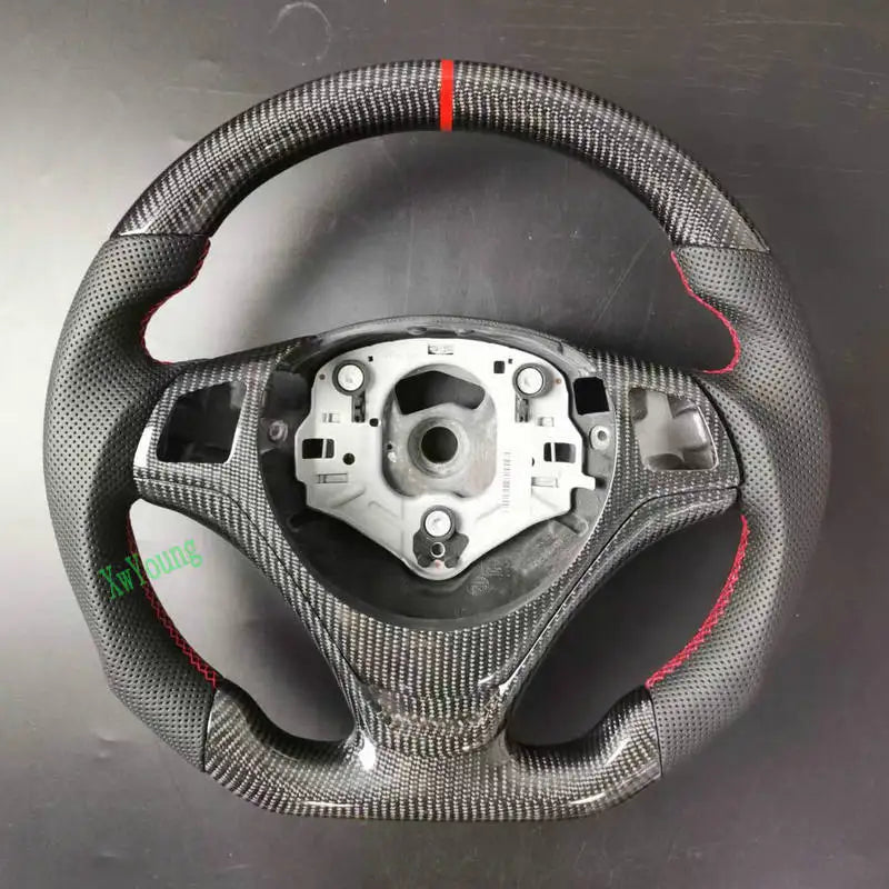 For BMW E84 E83 E84 E87 E88 E89 E90 E92 E93 (With Paddle Shift Holes) 100% Real Carbon Fiber Car Steering Wheel  (No Heated)