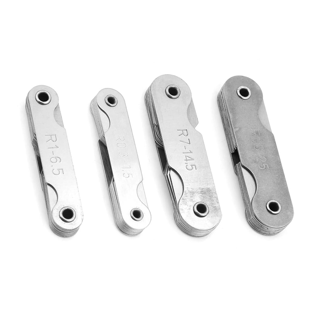 4Pcs Stainless Steel Radius Gauges R0.3-1.5/ R1-6.5/ R7-14.5/ R15-25 Tool Radius Detection Gauge Check Convex Concave Surfaces