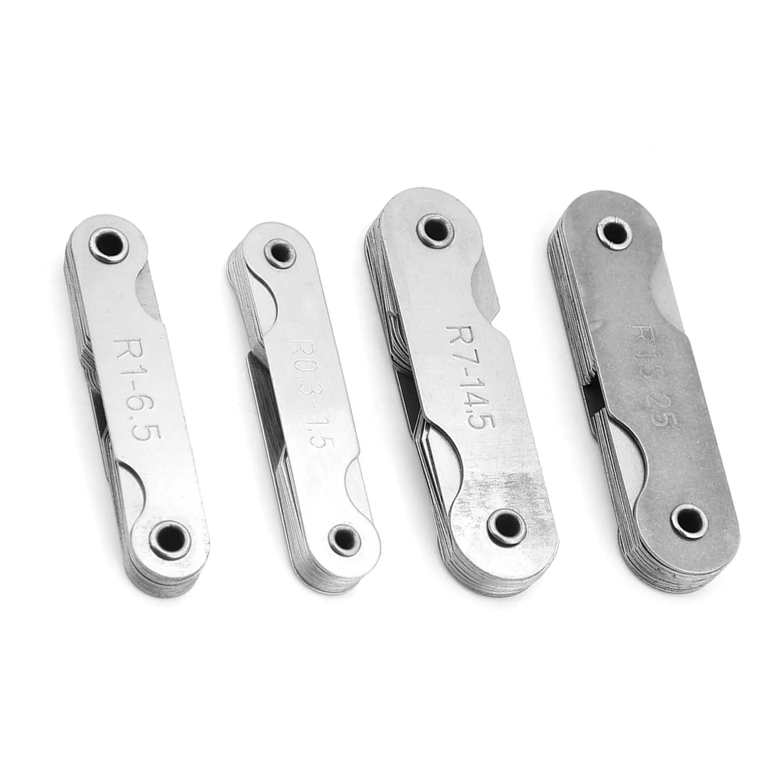 4Pcs Stainless Steel Radius Gauges R0.3-1.5/ R1-6.5/ R7-14.5/ R15-25 Tool Radius Detection Gauge Check Convex Concave Surfaces