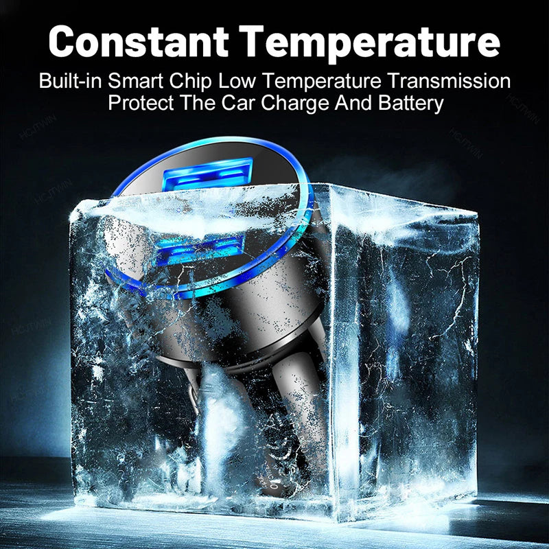 Dual USB Car Charger LED Display 3.1A Output ABS Adapter Low Temperature Protection For Tablet Smartphone For iPhone 17 16 Pro