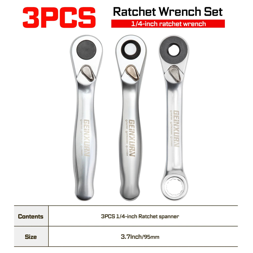 Geinxurn 1/4-inch Ratchet Wrench Set & Mini Spanner and Screwdriver Set, for Portable Plastic Box