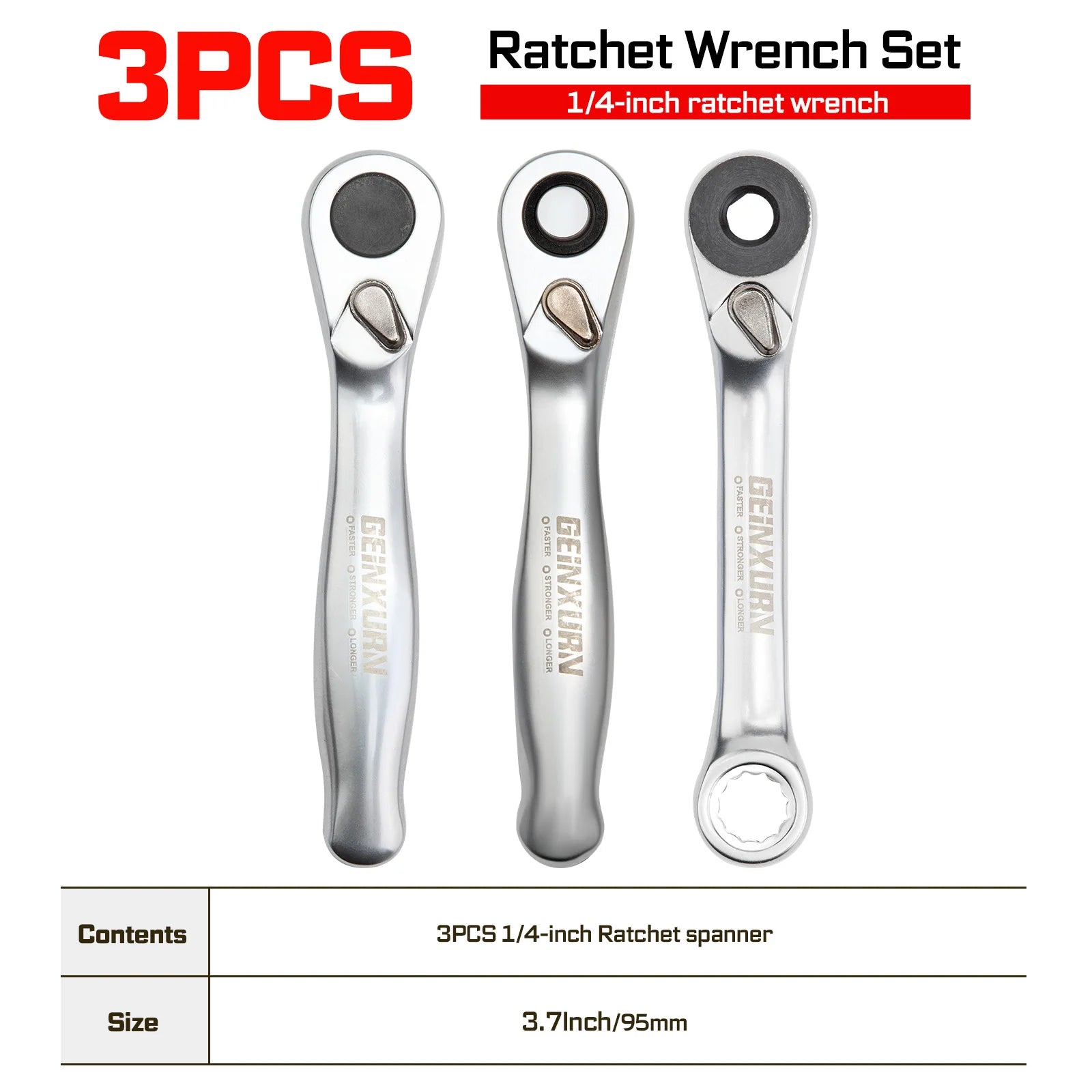 Geinxurn 1/4-inch Ratchet Wrench Set & Mini Spanner and Screwdriver Set, for Portable Plastic Box
