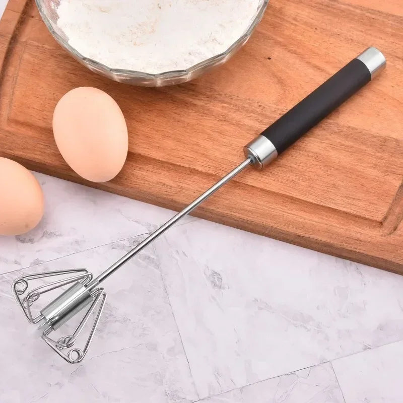 Rubber Semi-automatic Egg Beater Rotatable Stainless Steel Kitchen Mixer Manual Whisk Egg Beater Whipping Manual Milk Cream