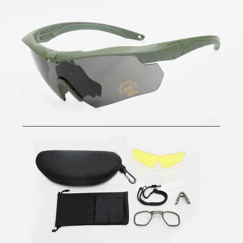 New Style Tactical Goggles CS Airsoft Windproof Shooting Glasses HD 3 Lens Motocross Motorcycle Mountaineering Safe Glasses