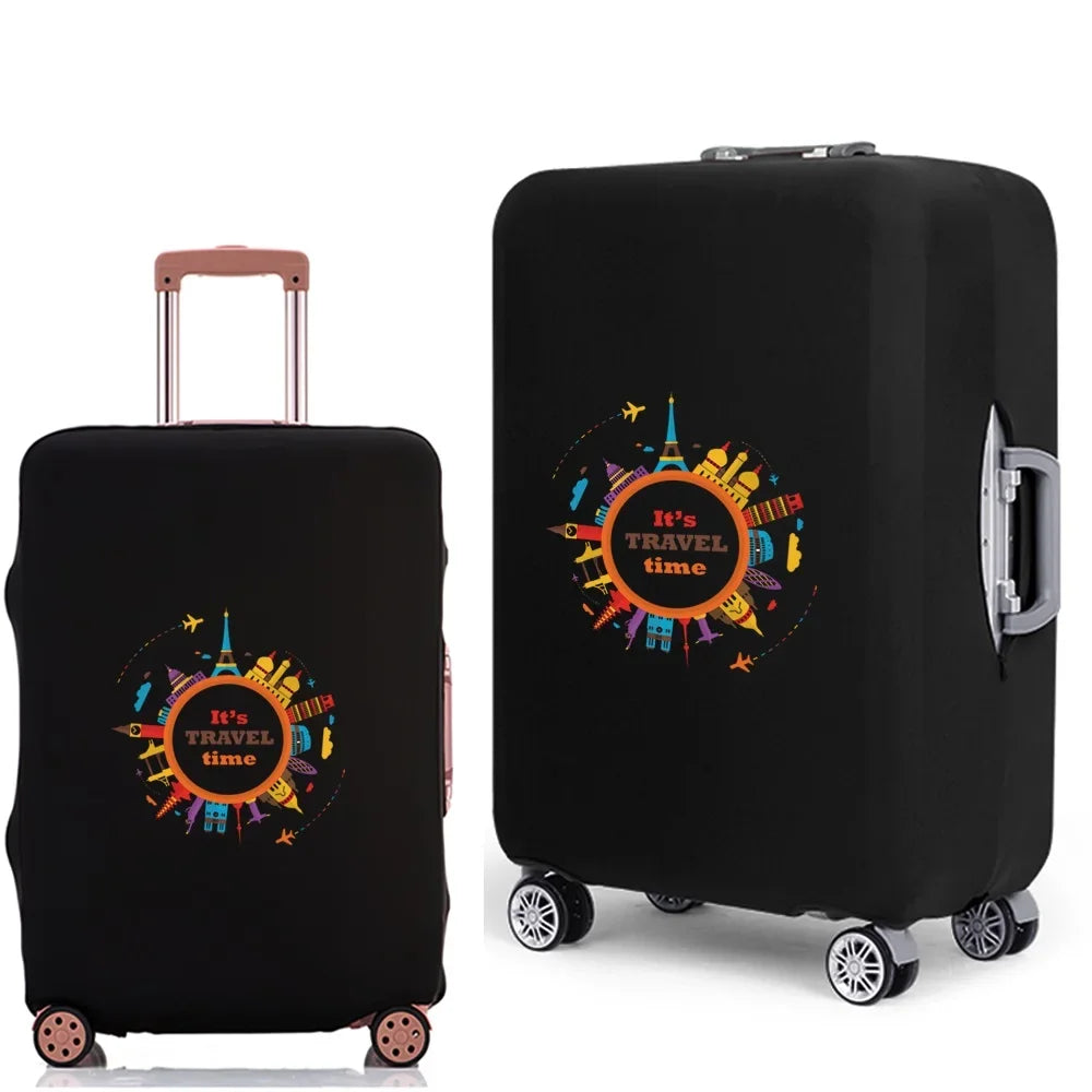 Portable Luggage Protective Cover Travel Pattern Travel Suitcase Cover Elastic Dust Cases for 18 To 28 Inch Travel Trunk Cover