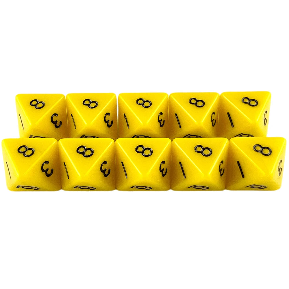 D8 Polyhedral Dice 15.5mm TRPG DND Digital Dice Game Set 8 Sides 10Pcs for Board Game