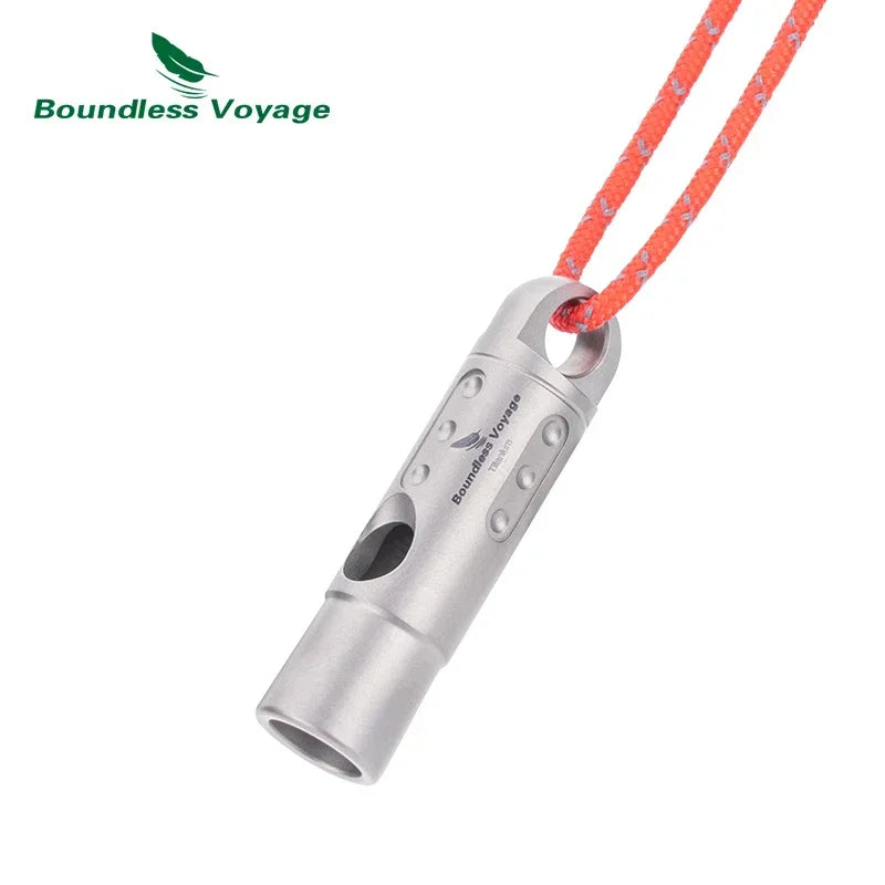 Boundless Voyage Titanium Whistle Emergency Survival Safety Whistles with Lanyard Loud for Outdoor Camping Coaches Training