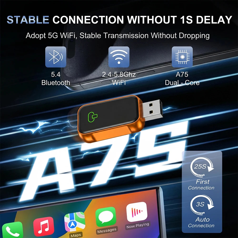 TrolinkTek 4 IN 1 Wireless CarPlay Dongle, Support Wireless Android Auto, AirPlay & MirrorLink, Wired to Wireless USB Adapter Plug and Play, Auto Reconnect Low Latency For Cars with Factory Wired CarPlay