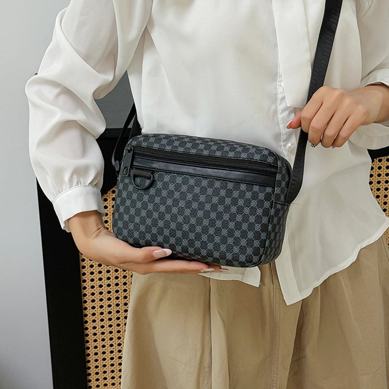 Newly designed neutral gender-neutral single-shoulder crossbody bag with patchwork vintage style, perfect for daily use.