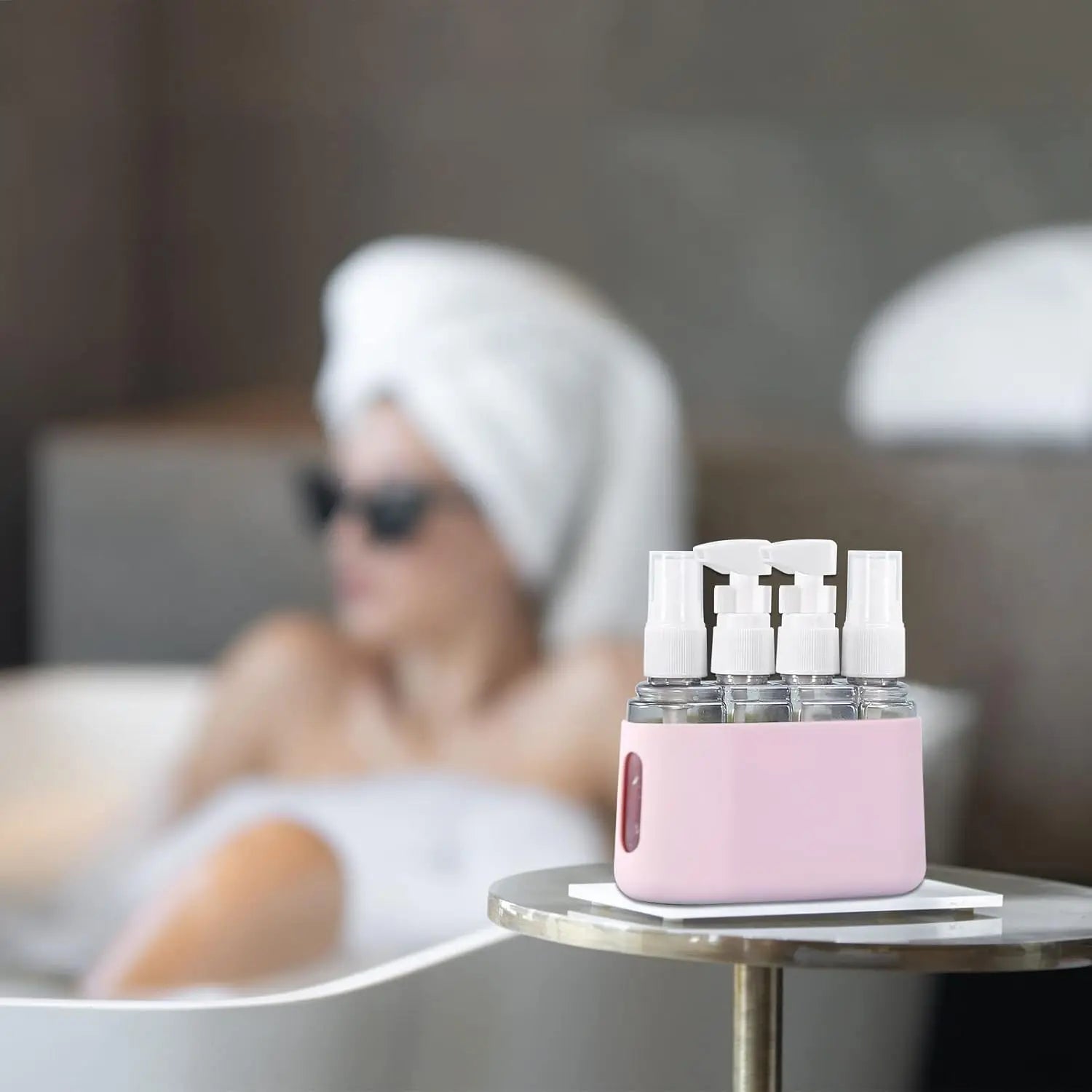 4 IN 1 50ml Dispenser Travel Cosmetic Spray Lotion Shampoo Combination Bottles