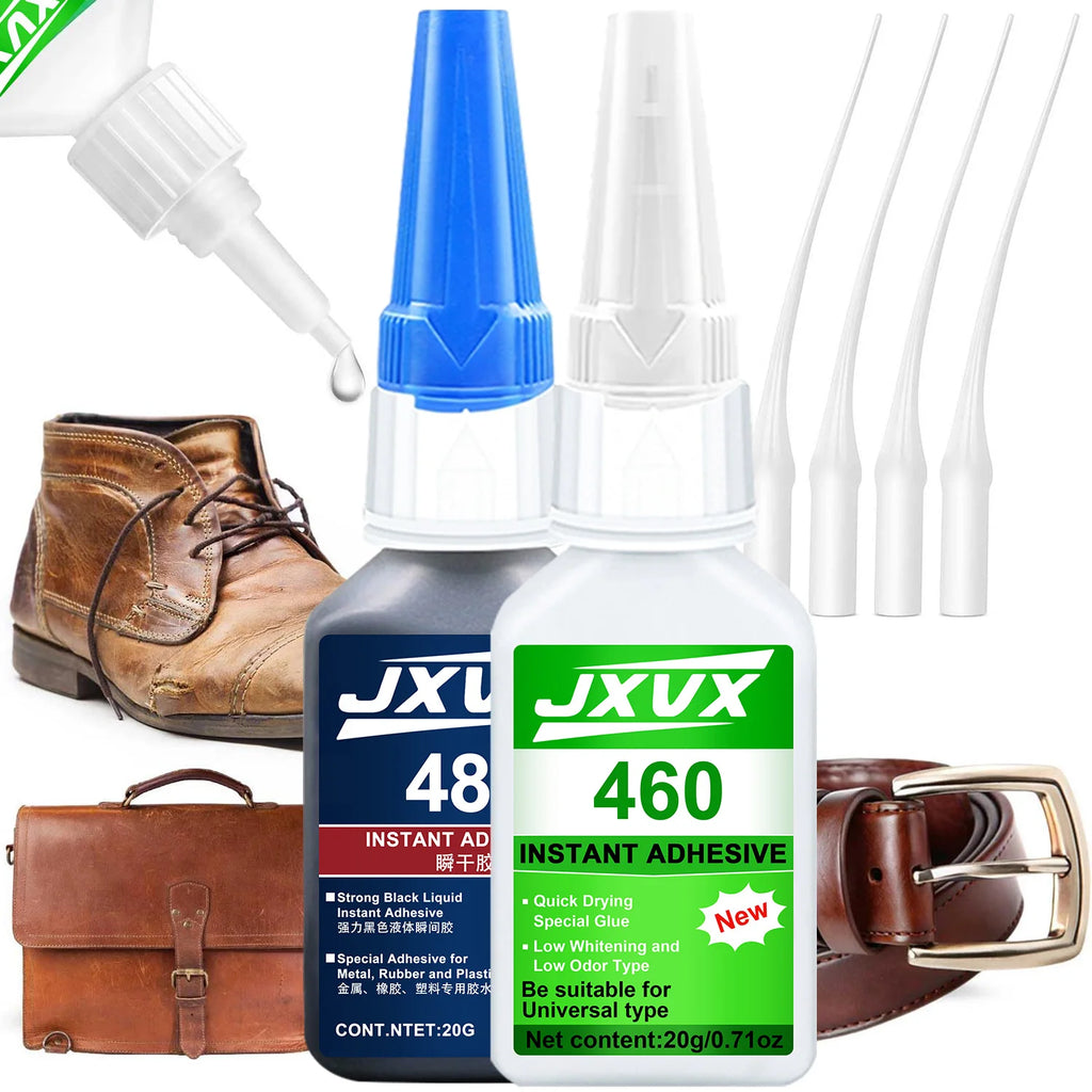 460/480 Black/Clear Super Glue Instant Quick-drying Black CyanoacrylateThick Adhesive Specially Formulated for Rubber, Leather, Tires, and Plastics Strong Bond Liquid Glue Tool 8PCS.