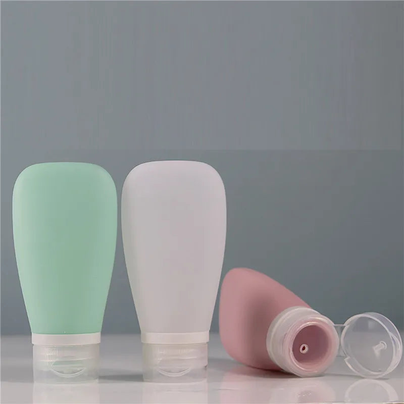30/60/90ML Silicone Travel Cosmetics Bottles Empty Refillable Liquid Container Shampoo Trip Shower Cream Gel Squeeze Containers