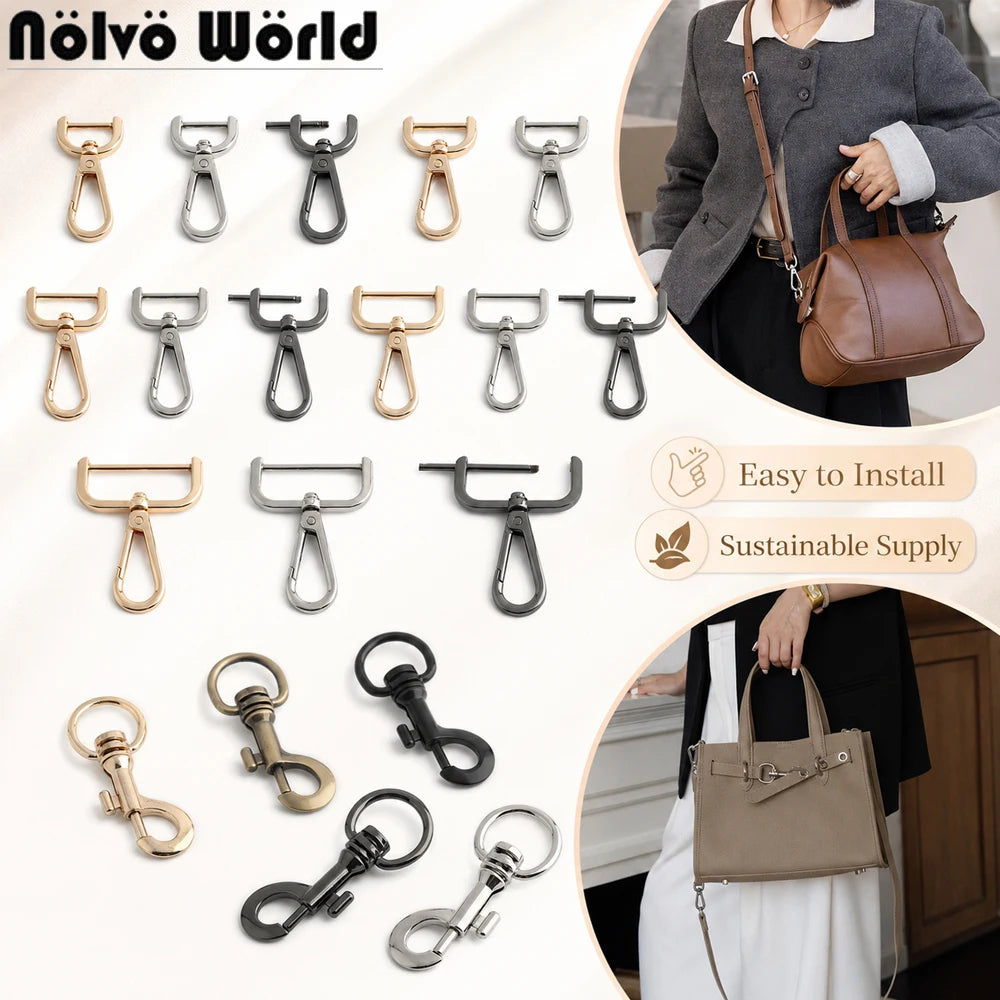 10/40/80PCS 15-20-25-32-38mm Detachable Snap Hook Swivel Clasp Rotating Buckle For Crossbody Bags Dog Collar Rope Accessories