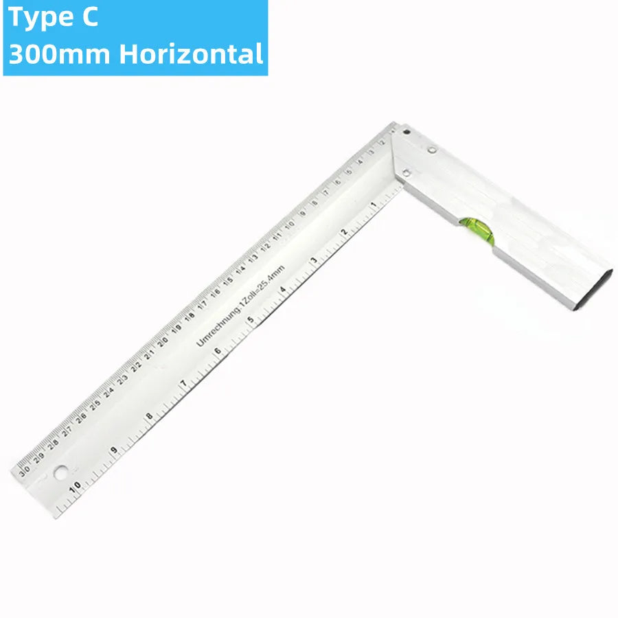 200/250/300mm Aluminum Square Ruler Right Angle 90 Degree Turning Rule Woodworking Measuring Tool Angle Square Carpenter Ruler