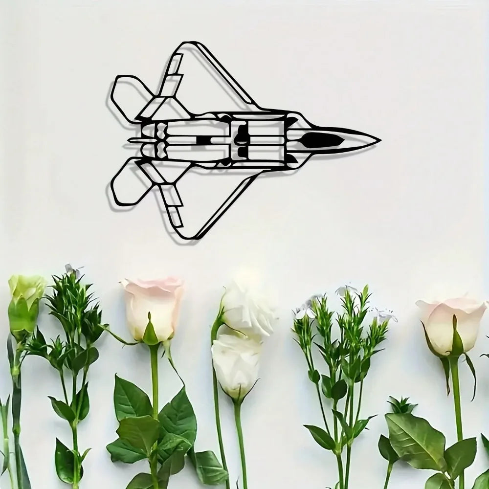 Vintage Powder Coated F-22 Raptor Model - Stylish Fighter Jet Wall Art for Teen's Room, Perfect Aviation Gift