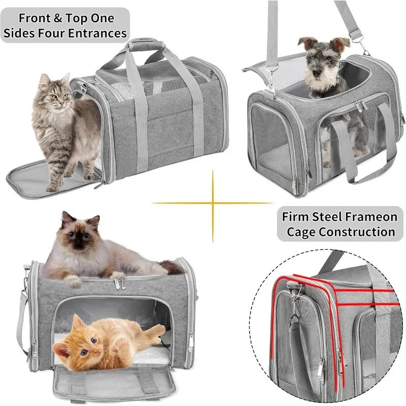 Portable Pet Carrier for Small Medium Cat Dog Lightweight Travel Cat Crate Soft Side Pet Handbag Carriers with Breathable Mesh