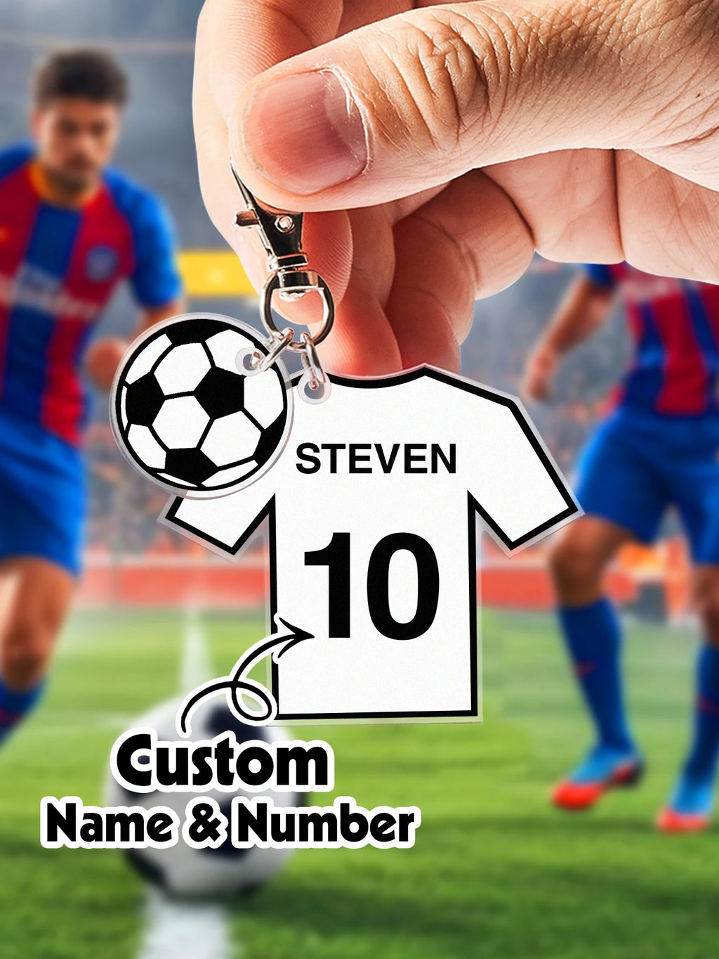 Custom Football Jersey Keychain Personalized Name Number 8 Colors Available Soccer Fan Gift