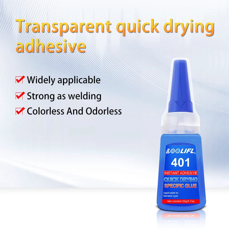 20ML Super Strong Transparent 401 Glue, Instant Drying, Applicable to Multi-Functional Glue for Metals, Plastics and Accessories