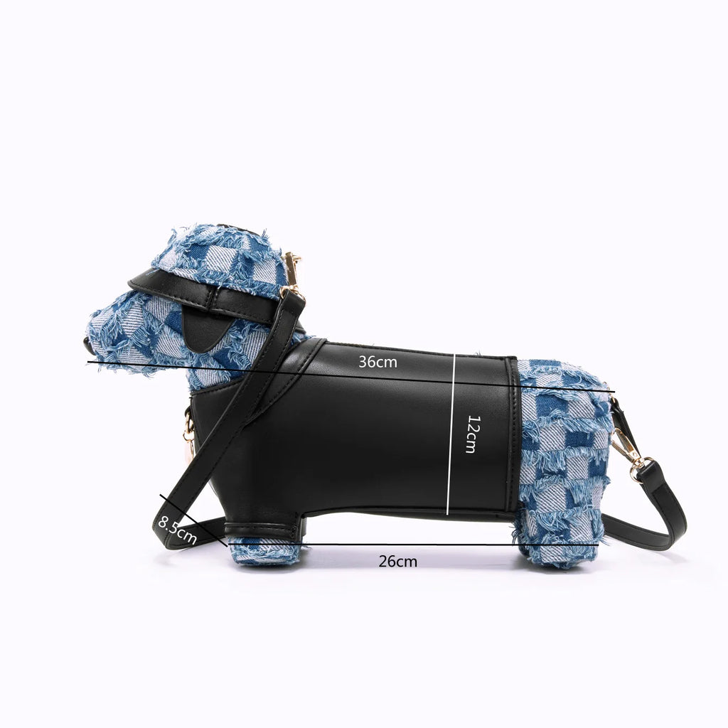 Ladies' new cute blue small dog bag personalized doll animal bag color blocked crossbody bag fashionable single shoulder handbag