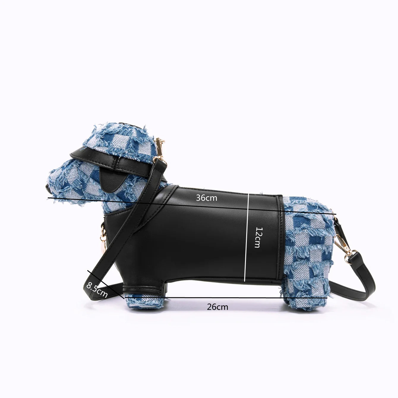 Ladies' new cute blue small dog bag personalized doll animal bag color blocked crossbody bag fashionable single shoulder handbag
