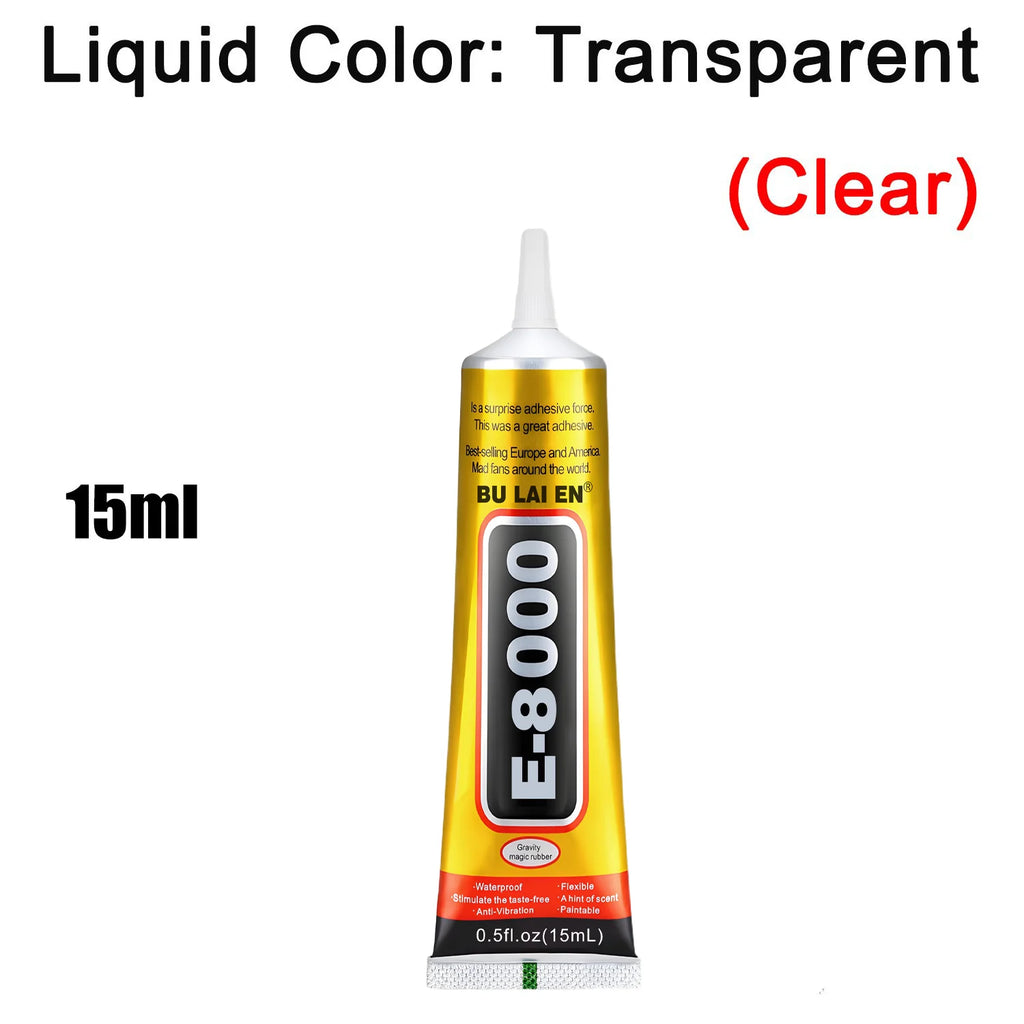 15/25/50/110ml E8000 Glue 110ml  Mobile Phone Screen Repair High-Strength Transparent Super Screen Border Adhesive Glass Jewelry DIY Crafts Universal Touch Screen Tools.