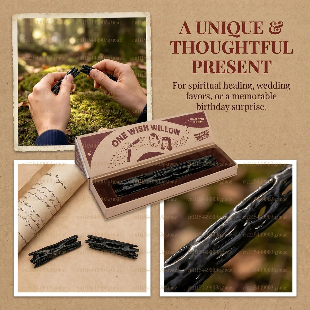 One Wish Willow Stick, 3D Printed Replica Wish-Making Snap Stick with Triangle Box, Breakable Magic Snap Sticks