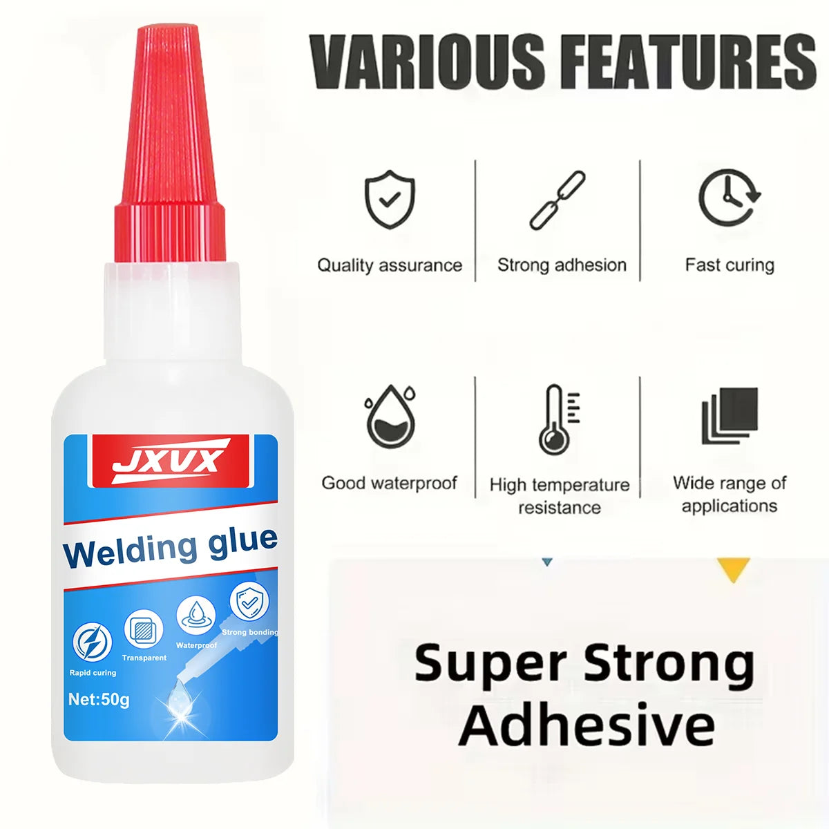 Large capacity 50 g Nail glue for pressing nails for nail tips Acrylic nail glue Super strong long-lasting nail glue for nail salons, Multi-purpose adhesive, superglue
