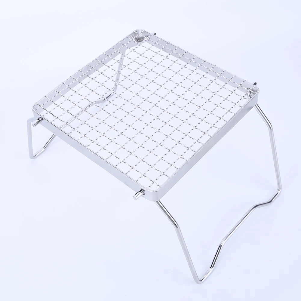 Mini Barbecue Grill Stand Stainless Steel Portable Burner Stand Heat Resistance Foldable Stove Pot Rack Barbecue Accessories
