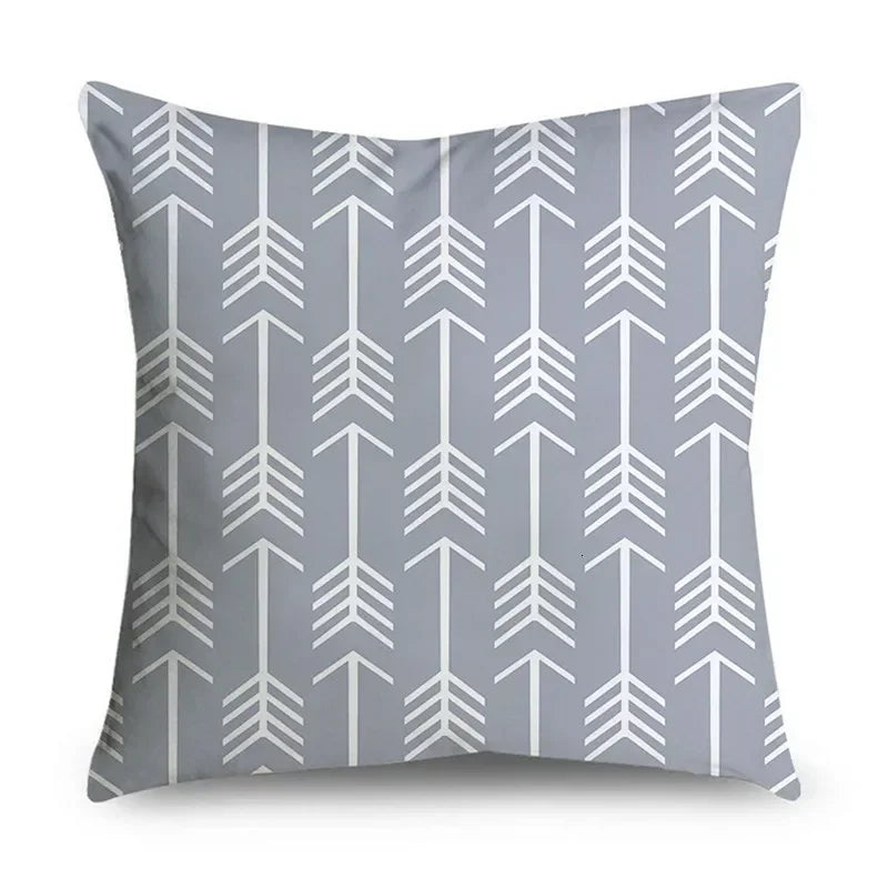 Gray Striped Geometric Double-sided Printed pillow cover Short plush Suitable living rooms bedrooms sofas throw cushion cover